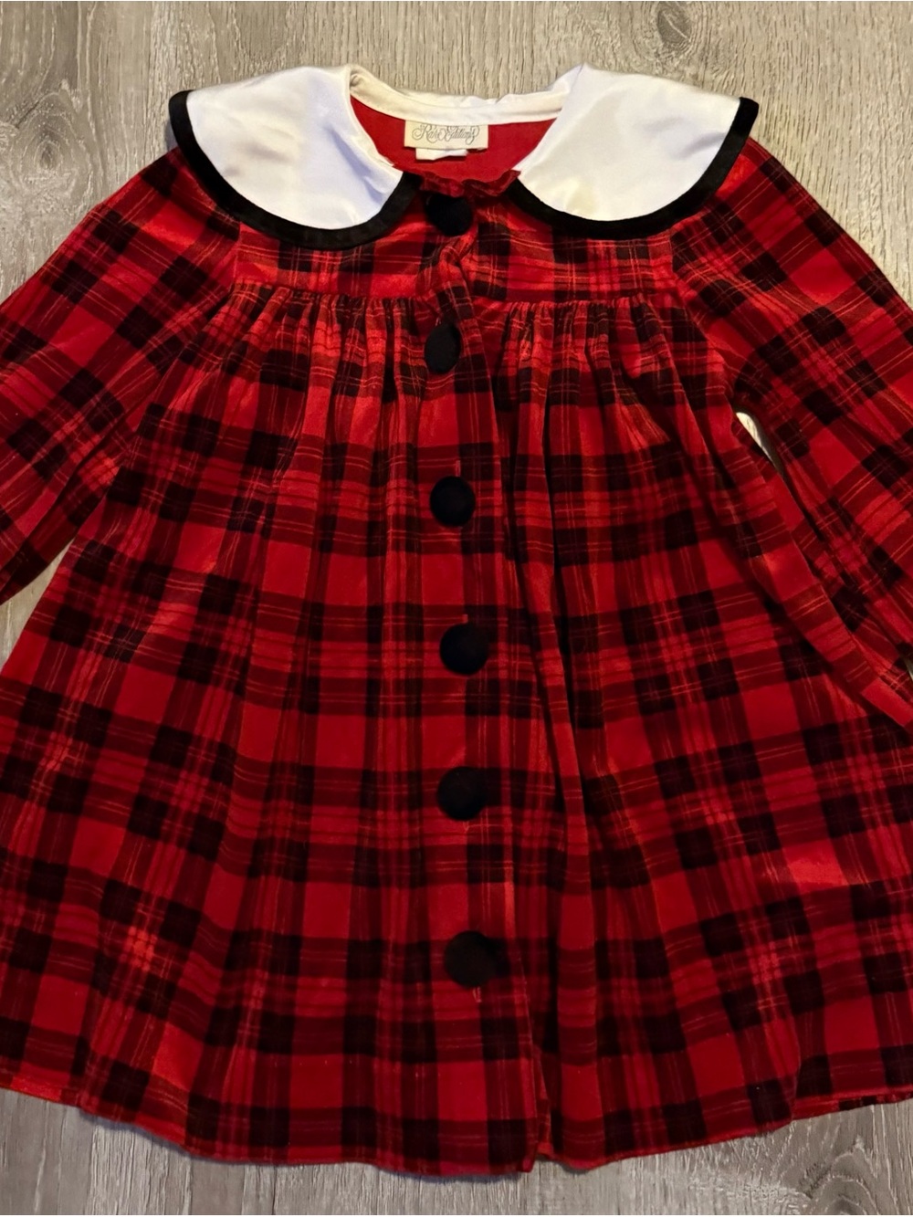 Vintage Rare editions Red and Black Plaid button Collar long sleeve Dress